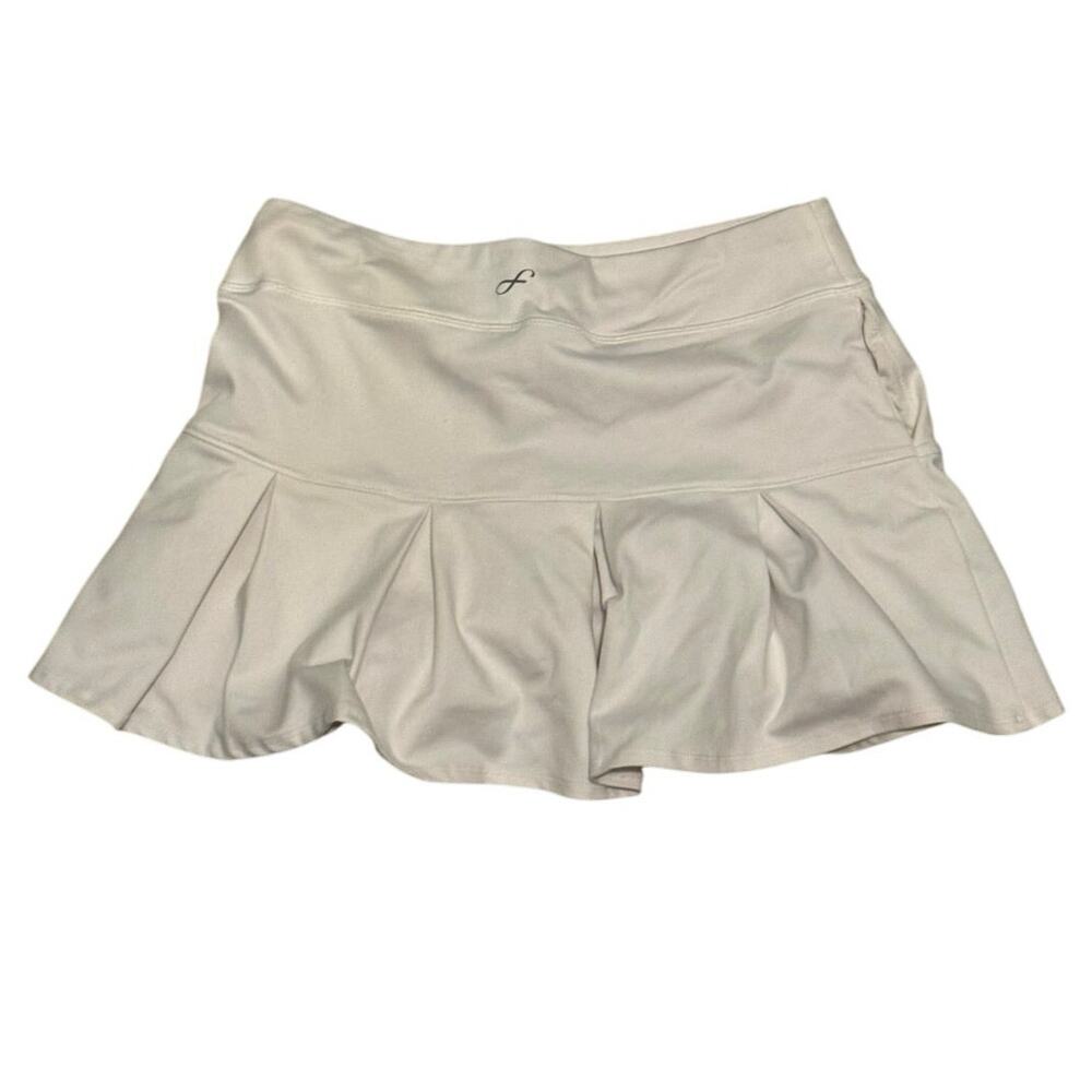 Freely Women White Cotton Elastic Waist Low Rise Pleated Skort Large cheer skirt - Picture 5 of 5